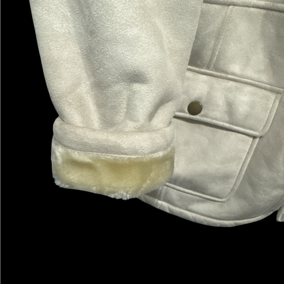 CROFT & BARROW Beige Faux Fur & Suede Hooded Coat - Picture 3 of 8